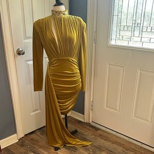 Chic Long Sleeve Mustard Dress